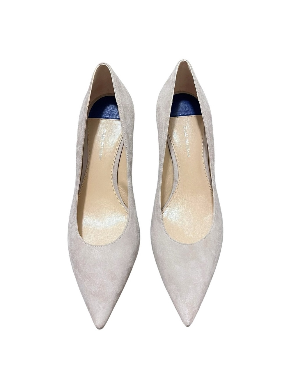 Stuart Weitzman Leigh Suede Pointed Toe Kitten Heels